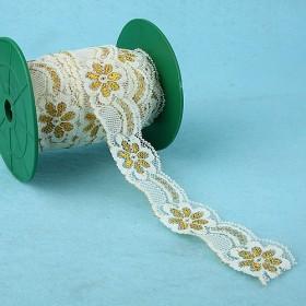 Stretch White With Golden Flower