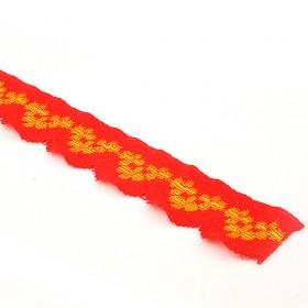 Stretch Red With Yellow Flower