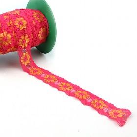 Stretch Red With Yellow Flower