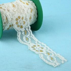 Stretch White With Golden Lace