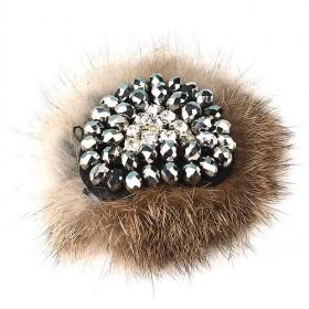 Rabbit Fur Beads Rhinestones