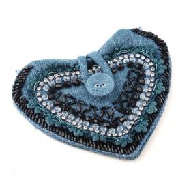 Heart Beads Rhinestone Button