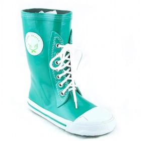 Kids Rain Boots Green Shoelace