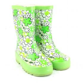 Kids Rain Boots Green Flower