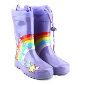 Wholesale Kids Rain Boots Purple Rainbow