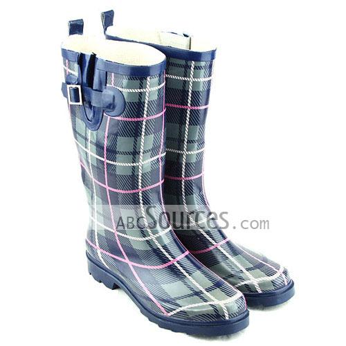 wholesale Womens Rain Boots Green Plaid-LC101311211