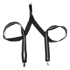 Black Zip Suspenders