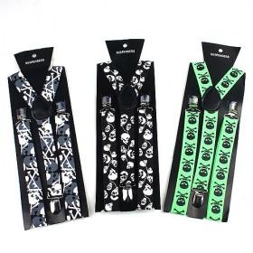 Skull Leopard Patterned Pants Suspenders