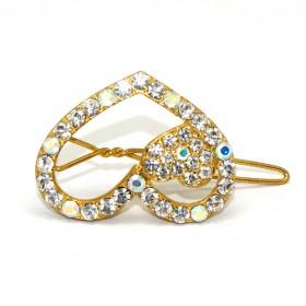Big Gloden Heart Rhinestones Hairpin