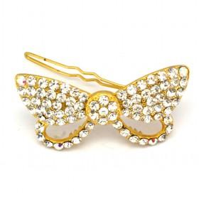 Golden Butterfly Rhinestones Hairpin