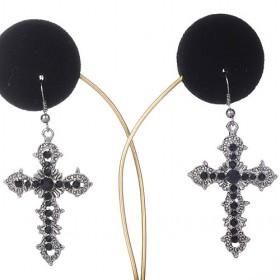 Cross Fish Hook Earrings Lead