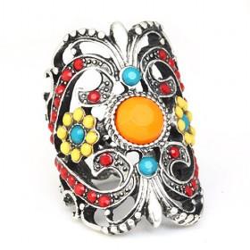 Silver Vintage Resin Rhinestone Rings