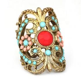 Golden Vintage Resin Rhinestone Rings