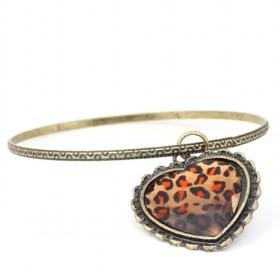 Golden Vintage Leopard Heart Bangle