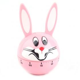 Pink Rabbit Shaped Kitchen Mechanical Countdown Cooking Timer For Housewives