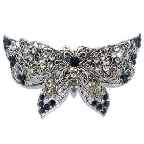 Grey Butterfly Rhinestones Hairpin