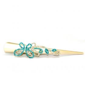 Thin Blue Butterfly Rhinestones Hairpin