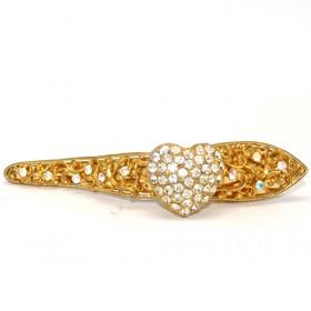 Light Golden Heart Rhinestones Hairpin