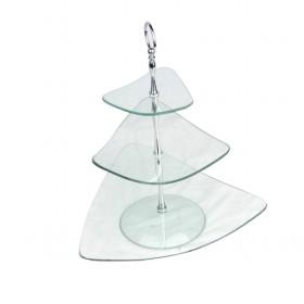 3 Tiers High End Transparent Triangle Serving Tray Color Dessert Plate