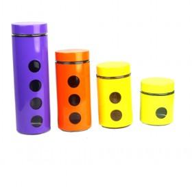 Rainbow Iron And Glass Storage Tank Storage Can 4pcs Set