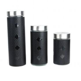Black Iron And Glass Storage Tank Black Color Candy Box 4pcs In 1 Set