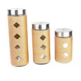 Beige Iron And Glass Storage Tank Candy Box 4pcs in 1 Set