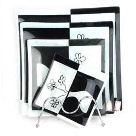 Modern Design 4pcs Black And White Color Snack Plate Set