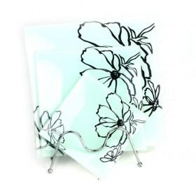 High End Tempered Square Glass Lotus Printing Fashion Dinnerware Tray Set Of 3