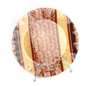 Fashioable Brown Classic Design Tempered Round Glass Tray Set