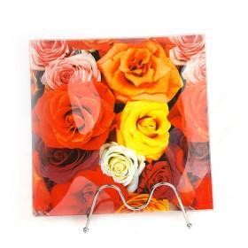 Hot Sale Red Rose Printing Pattern Decaled Glass Trays Set Of 7pcs