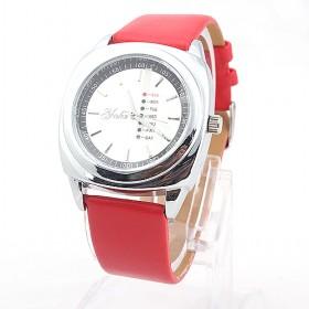 Scarlet Silver Polished Leather-belt And Diamond-Decorative Ladies Quartz Wrist Watch