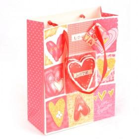 Cute Kraft Pink Heart Bag