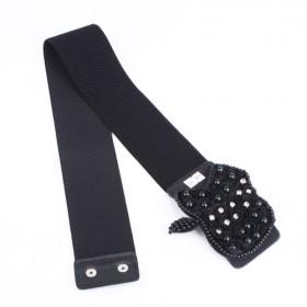 Black Apple Rhinestone Elastic Waist