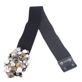 Black Button Elastic Waist Belt