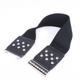 Black Rhinestone Elastic Waist Belt