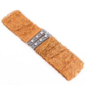 Orange Lace Rhinestone Elastic Waist