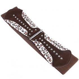 Brown Leopard Edge Rivets Elastic