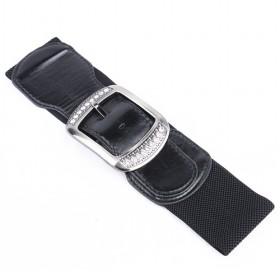 Black Rhinestone Elastic Waist Belt