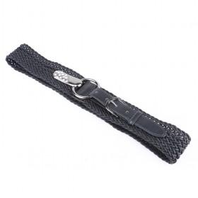 Black Braid Rhinestone Waist Belt