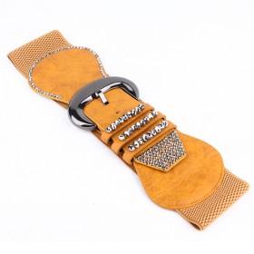 Orange Rhinestone Elastic Waist Belt