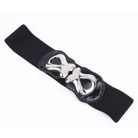 Black Rhinestone Elastic Waist Belt