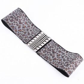 Gray Leopard Elastic Waist Belt