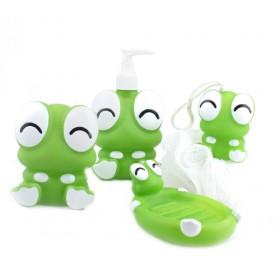 Cartoon Green Frog Four Pieces Per Set Includes bottle,brush Set,soap Box,washball