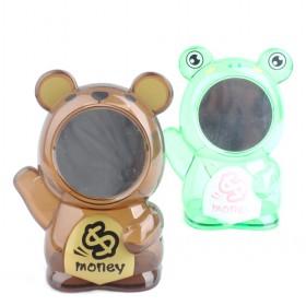 New Small Transparent Bear Cartoon Money Box,Plastic Coin Bank YIWU