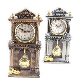 Luxury Delicated Retro Castle Design Golden And Silver Plated Mute Alarm Clock Set