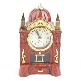 Luxury Delicated Retro Castle Design Wooden Plated Mute Alarm Clock