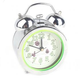 Cute Cartoon Design Double Bell Light Green Decorative Battery Operated Alarm Clock