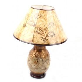 Origion Ceramic Table Lamp, Brushed Bronze Base With Linen Fabric Shade