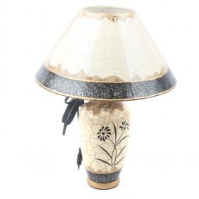Origion Ceramic Table Lamp, Nice Brushed Bronze Base With Linen Fabric Shade
