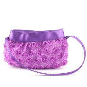Korea Women 's Purple Flower Handbag Cute Girls Bag Handmade Drum Pattern Leather Bag Small Shoulder Messenger Bag